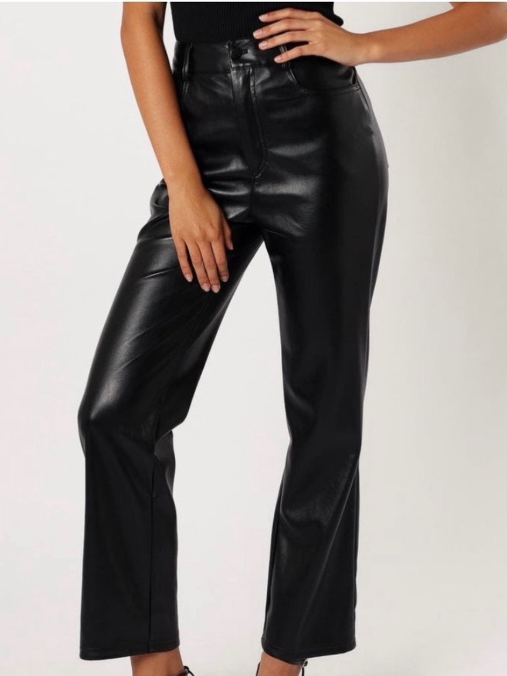 NWT Petal & Pup Maverick High Waist Straight Leg Faux Leather Pants Size 6/S